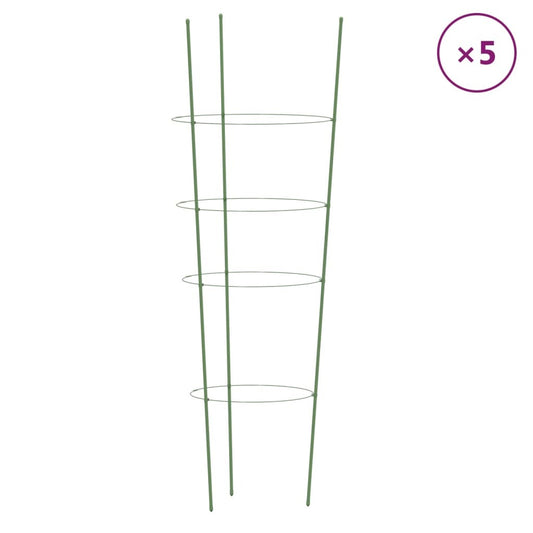 Garden Plant Supports with 4 Rings 5 pcs Green 35.4" Steel W2B