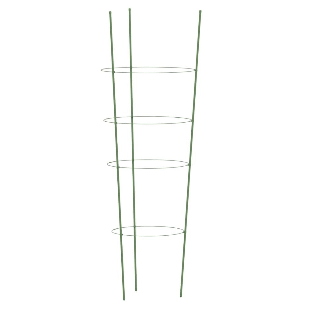 Garden Plant Supports with 4 Rings 5 pcs Green 35.4" Steel W2B