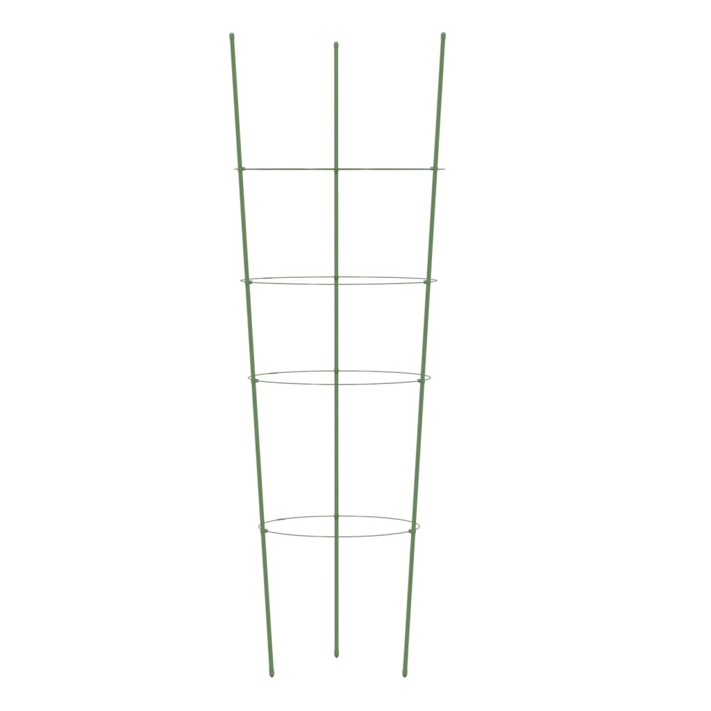 Garden Plant Supports with 4 Rings 5 pcs Green 35.4" Steel W2B