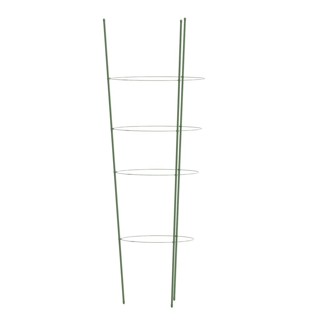 Garden Plant Supports with 4 Rings 5 pcs Green 35.4" Steel W2B