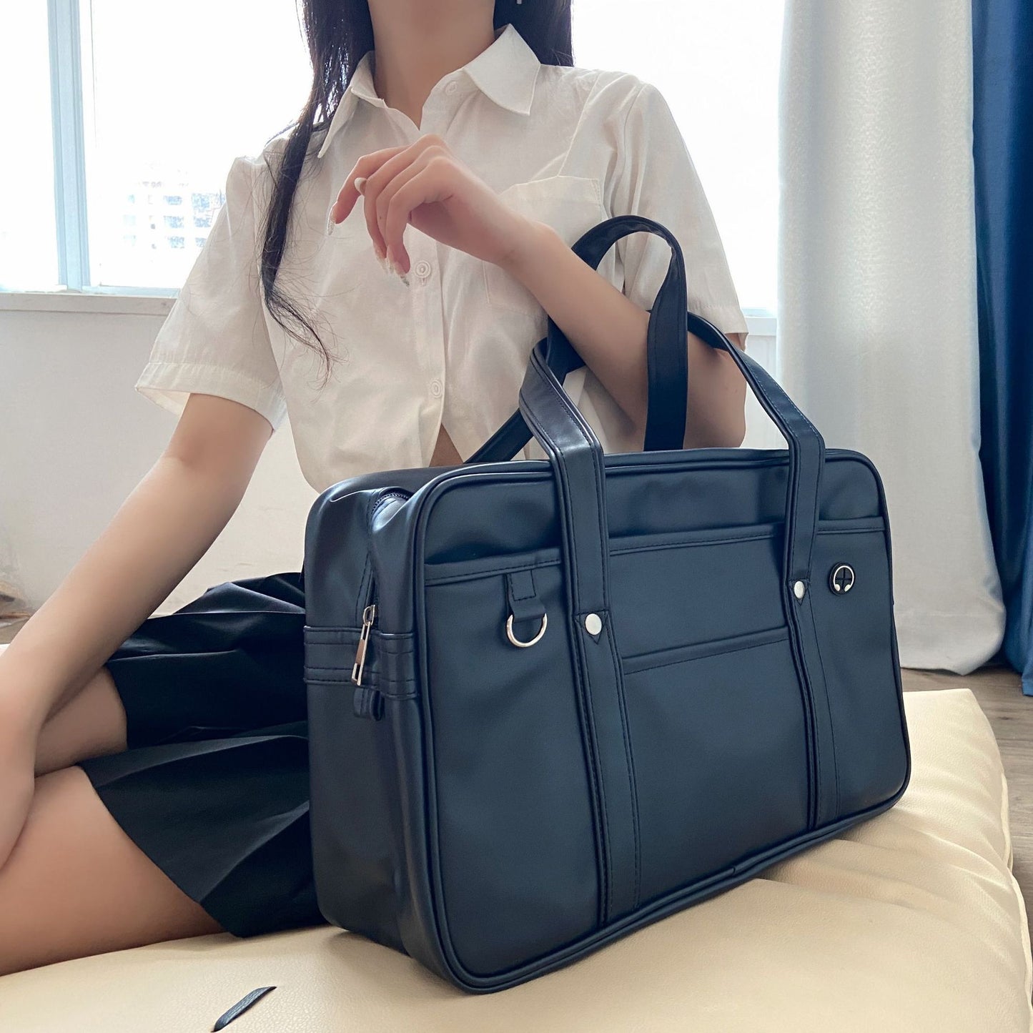 PU Uniform Bag, JK Large Handbag, School Bag With A Campus-supplied Feel, Japanese-style Female High School Student Bag, Unisex Shoulder Briefcase CJD
