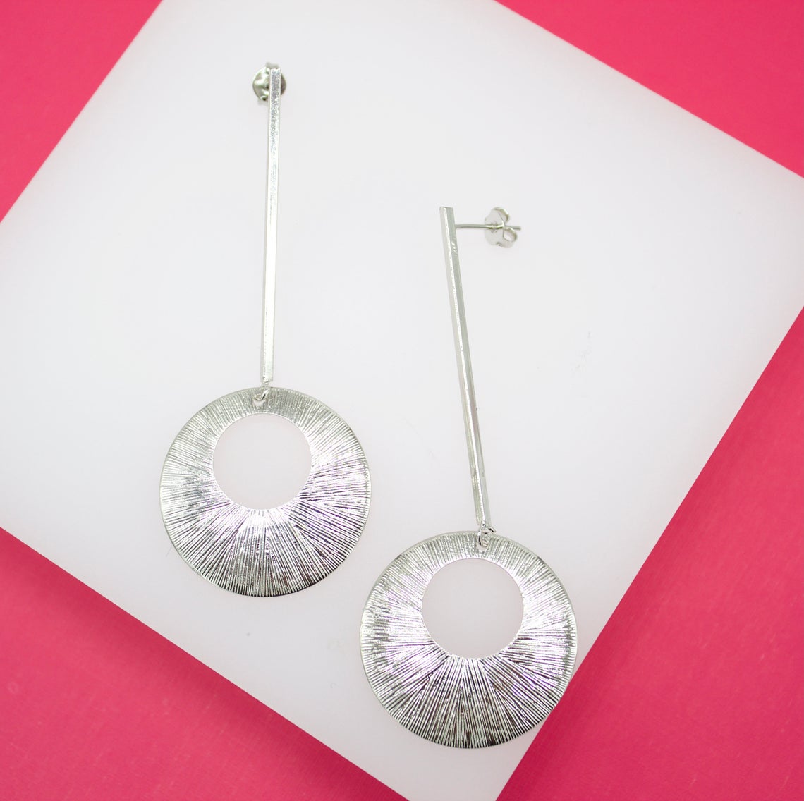Long Modern Round Gold Earring (K155)(L173) MIA Jewelry