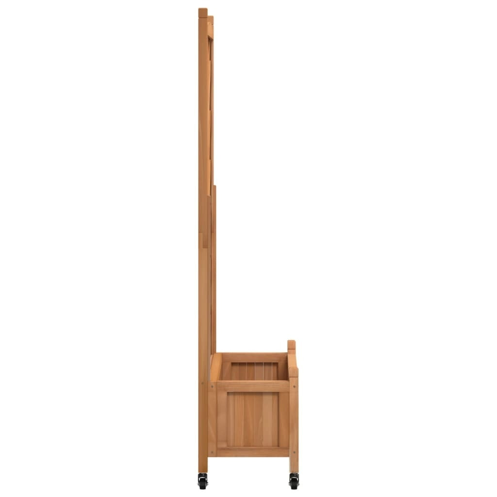 Planter with Trellis and Wheels Brown Solid Wood Fir W2B