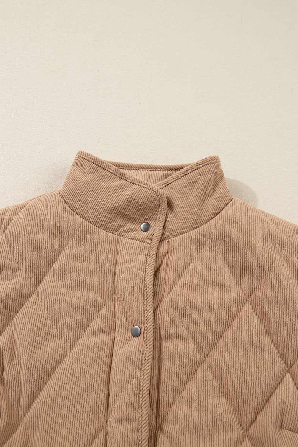 Elizabeth Cord Snap Vest Plus Jacket Threaded Pear