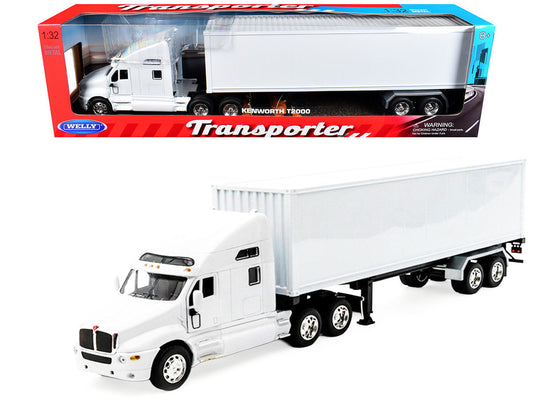 Kenworth T2000 Truck White with White Container "Transporter" Series 1/32 Diecast Model by Welly Welly