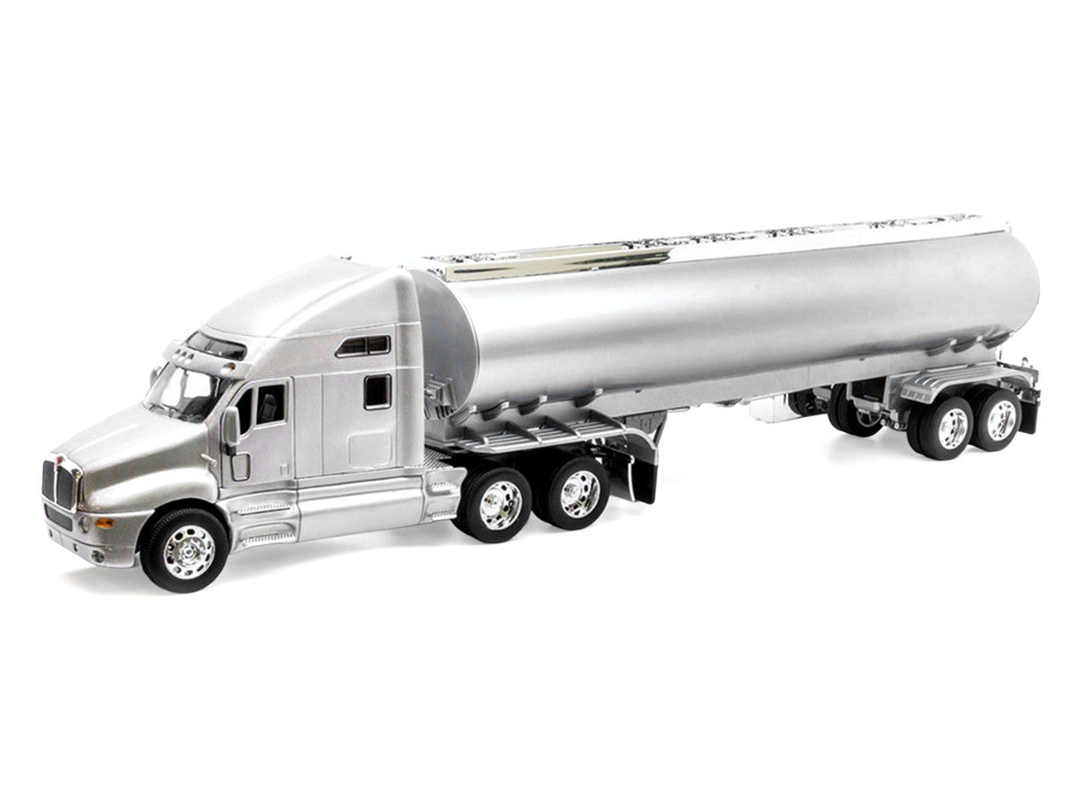 Kenworth T2000 Truck Silver Metallic with Silver Tanker Trailer "Transporter" Series 1/32 Diecast Model by Welly Welly
