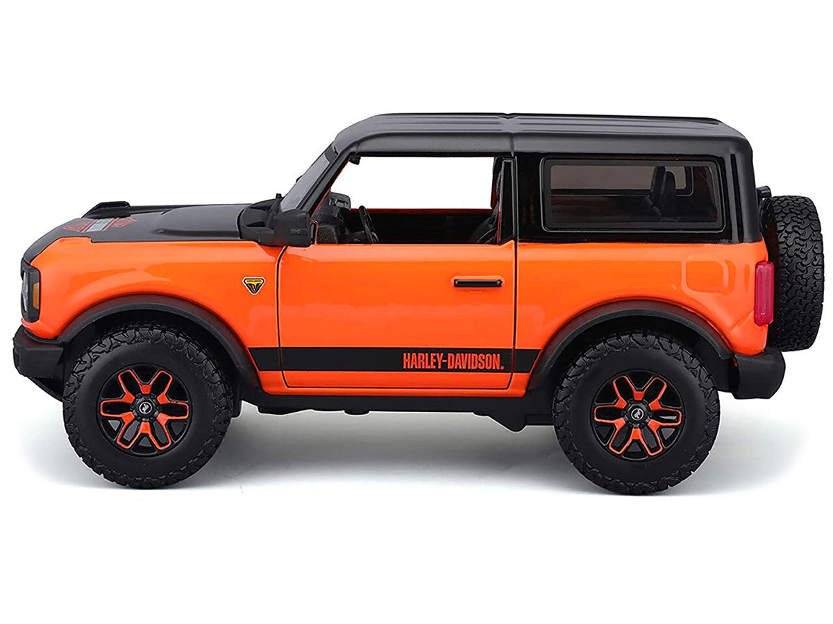 2021 Ford Bronco Badlands Orange and Black "Harley Davidson" "H-D Custom" Series 1/24 Diecast Model Car by Maisto Maisto