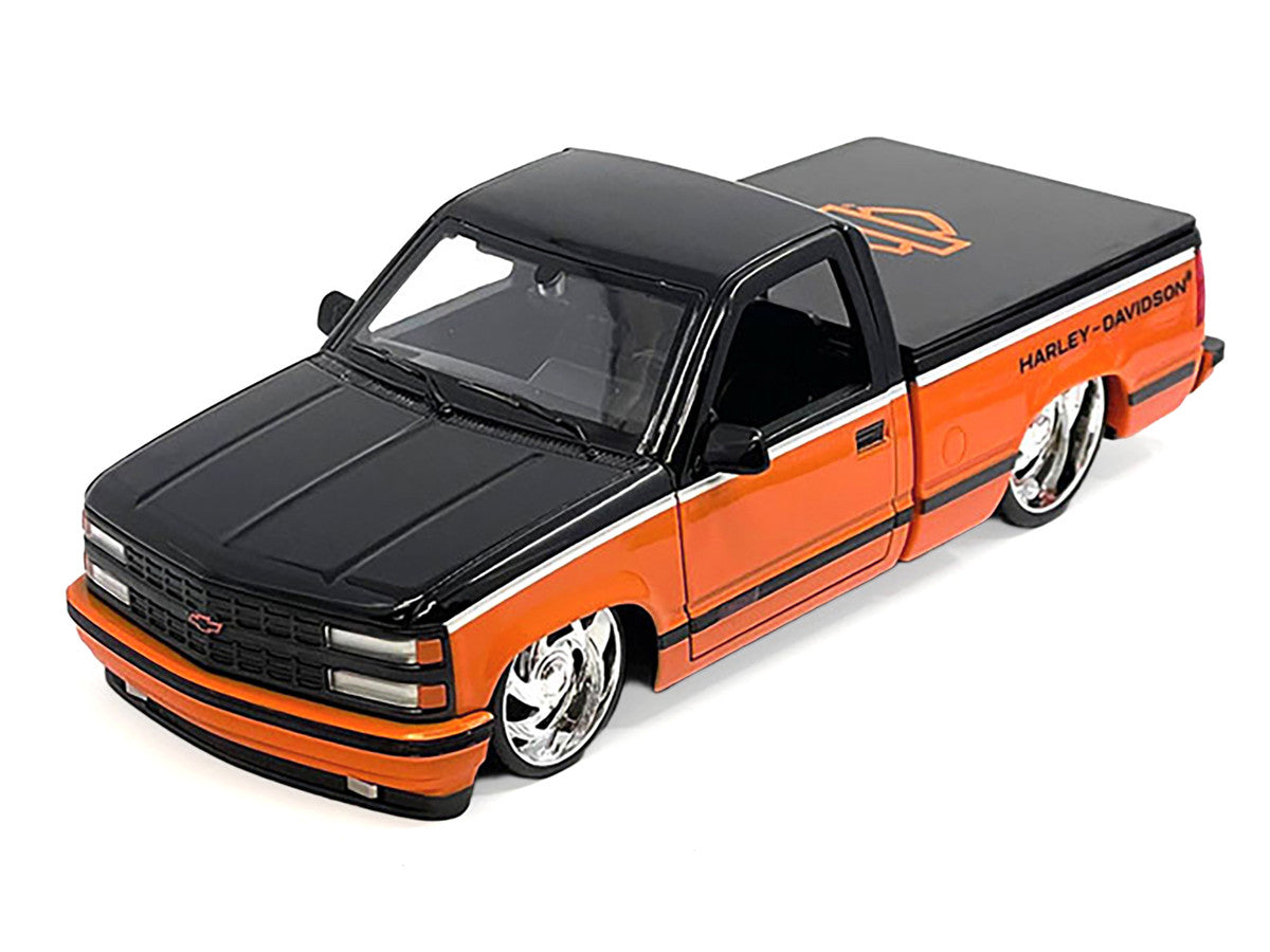 1993 Chevrolet 454 SS Pickup Truck "Harley Davidson" Black and Orange "H-D Custom" Series 1/24 Diecast Model Car by Maisto Maisto