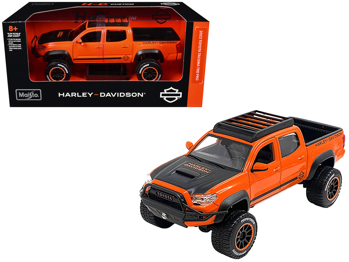 2023 Toyota Tacoma TRD Pro Pickup Truck "Harley Davidson" Orange and Black with Roof Rack "H-D Custom" Series 1/24 Diecast Model Car by Maisto Maisto