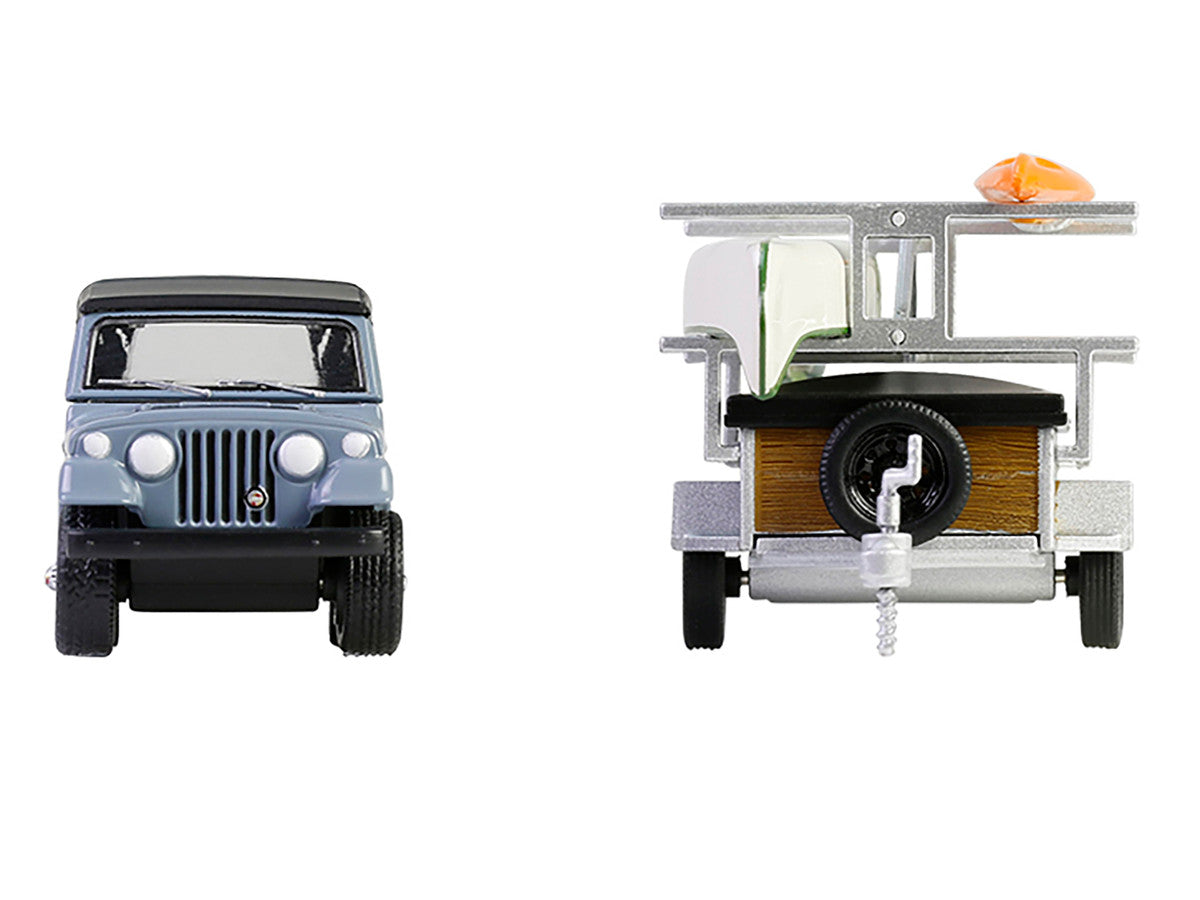 1968 Jeep Jeepster Commando SC-1 Gray with Black Stripes and Top with Canoe Trailer Canoe Rack Canoe and Kayak "Hitch & Tow" Series 32 1/64 Diecast Model Cars by Greenlight-3