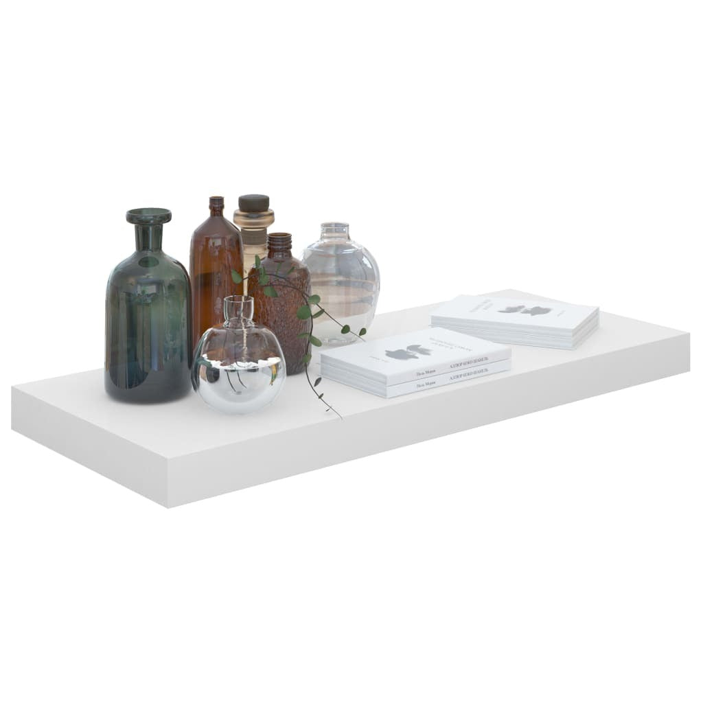Floating Wall Shelf High Gloss White 23.6"x9.3"x1.5" MDF W2B