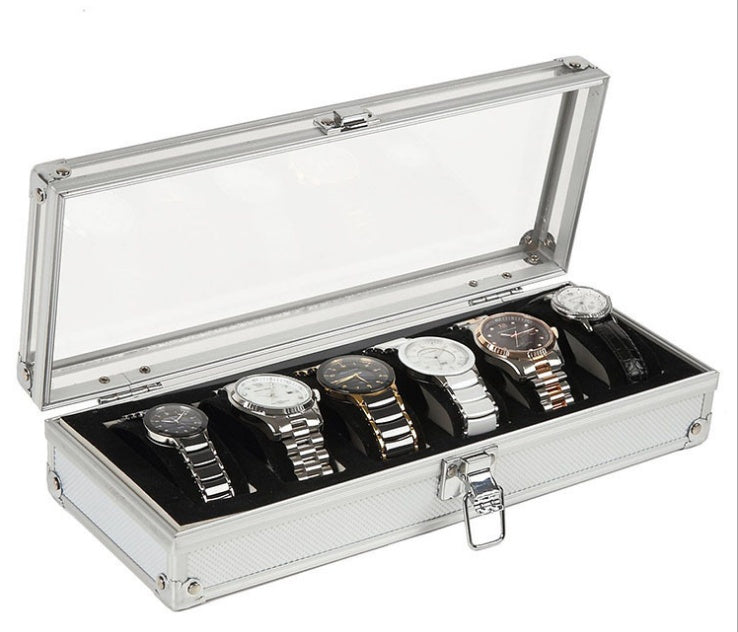 Aluminum 6 watches boxes, table boxes, jewelry box jewelry box collection bin Best YouTube Store