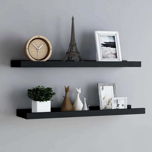 Picture Frame Ledge Shelves 2 pcs Black 31.5"x3.5"x1.2" MDF W2B
