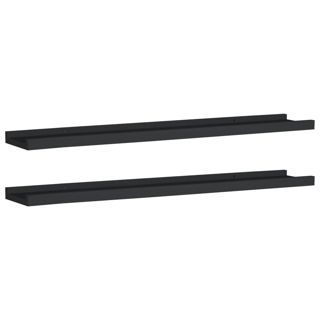 Picture Frame Ledge Shelves 2 pcs Black 31.5"x3.5"x1.2" MDF W2B