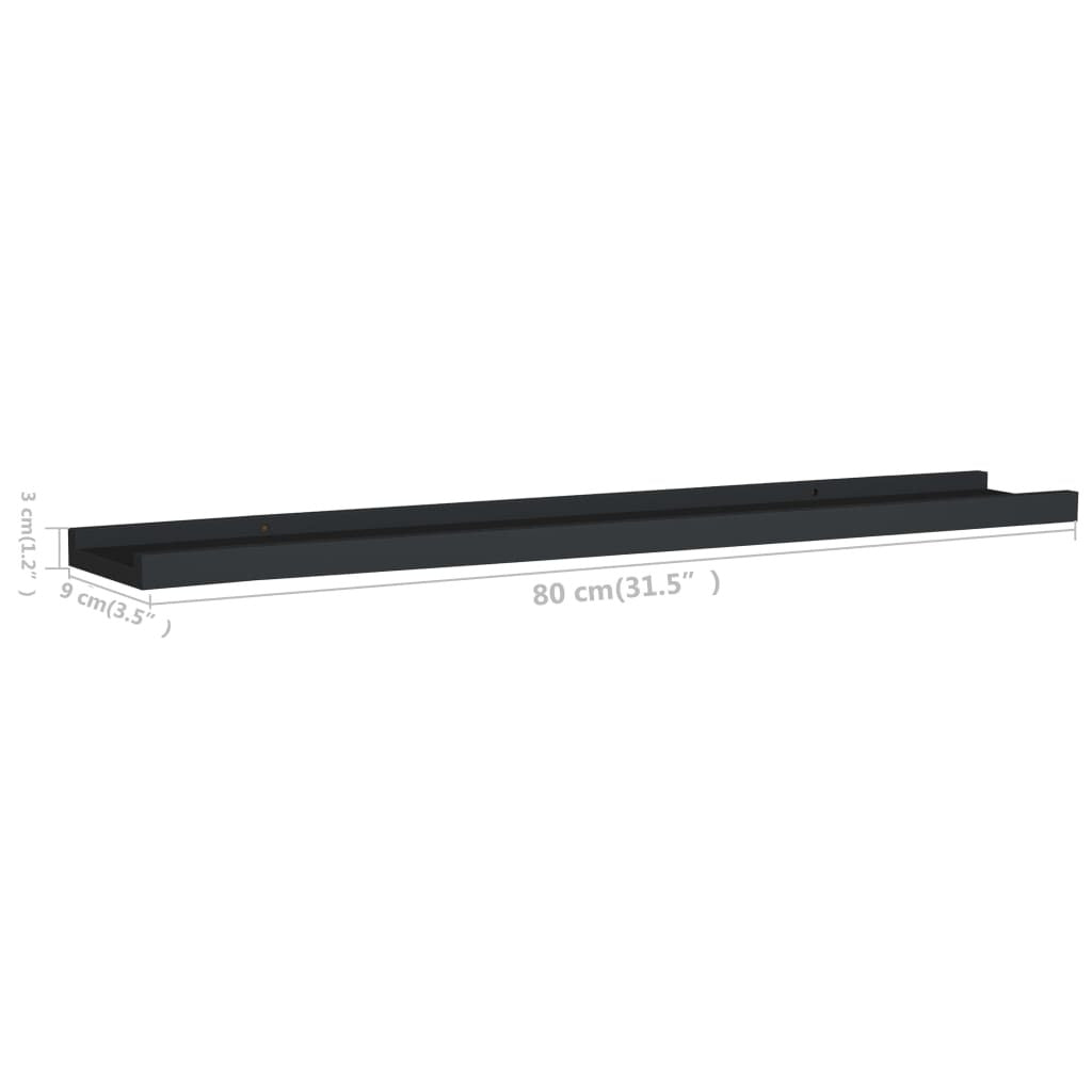 Picture Frame Ledge Shelves 2 pcs Black 31.5"x3.5"x1.2" MDF W2B