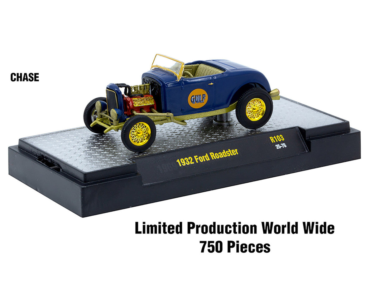 "Auto-Thentics" 6 piece Set Release 103 IN DISPLAY CASES Limited Edition 1/64 Diecast Model Cars by M2 Machines M2