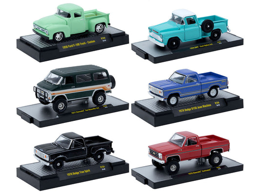 "Auto-Thentics" 6 piece Set Release 104 IN DISPLAY CASES Limited Edition 1/64 Diecast Model Cars by M2 Machines M2