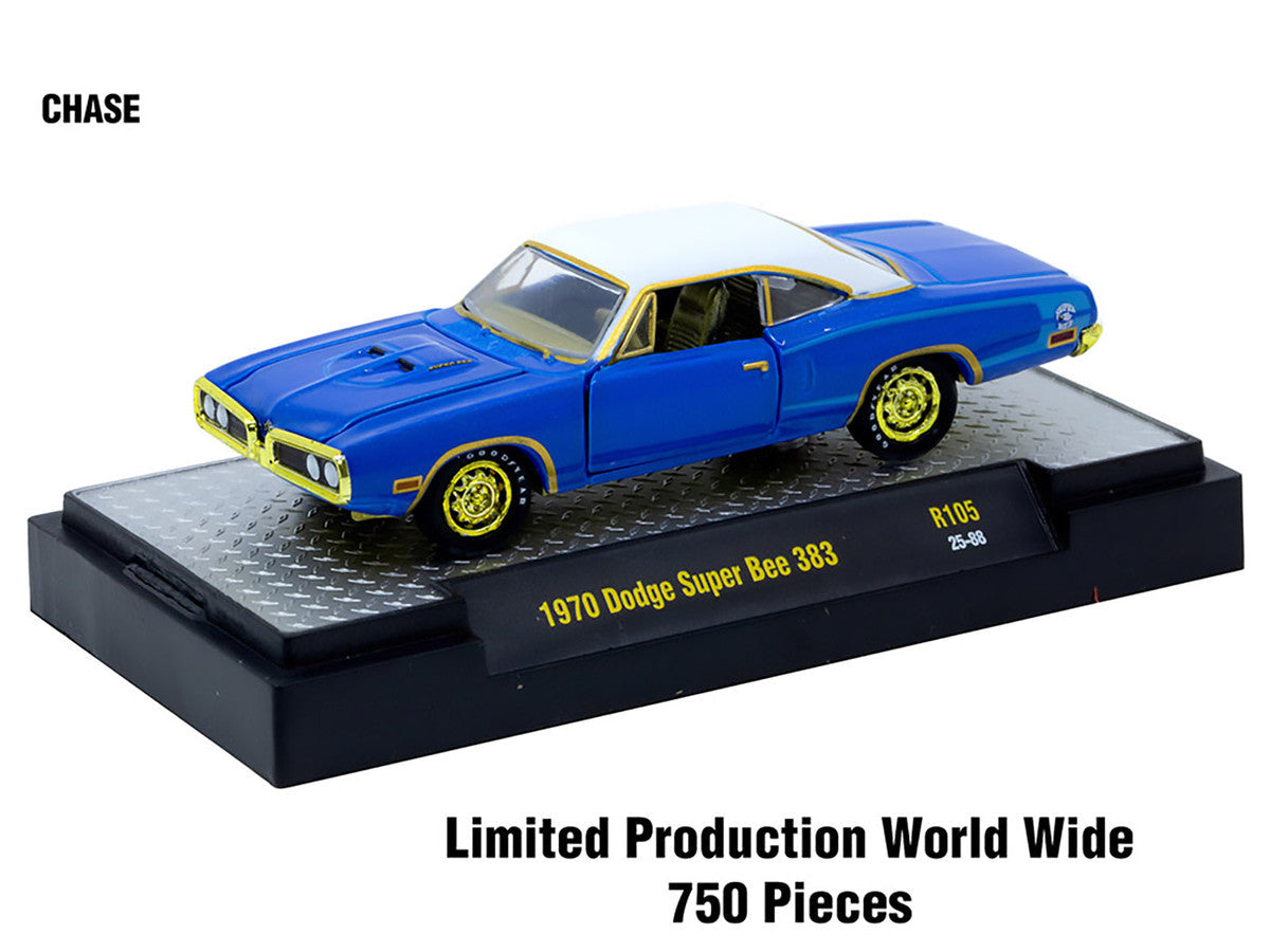 "Auto-Thentics" 6 piece Set Release 105 IN DISPLAY CASES Limited Edition 1/64 Diecast Model Cars by M2 Machines M2