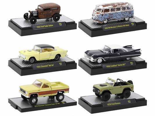 "Auto-Thentics" 6 piece Set Release 85 IN DISPLAY CASES Limited Edition 1/64 Diecast Model Cars by M2 Machines