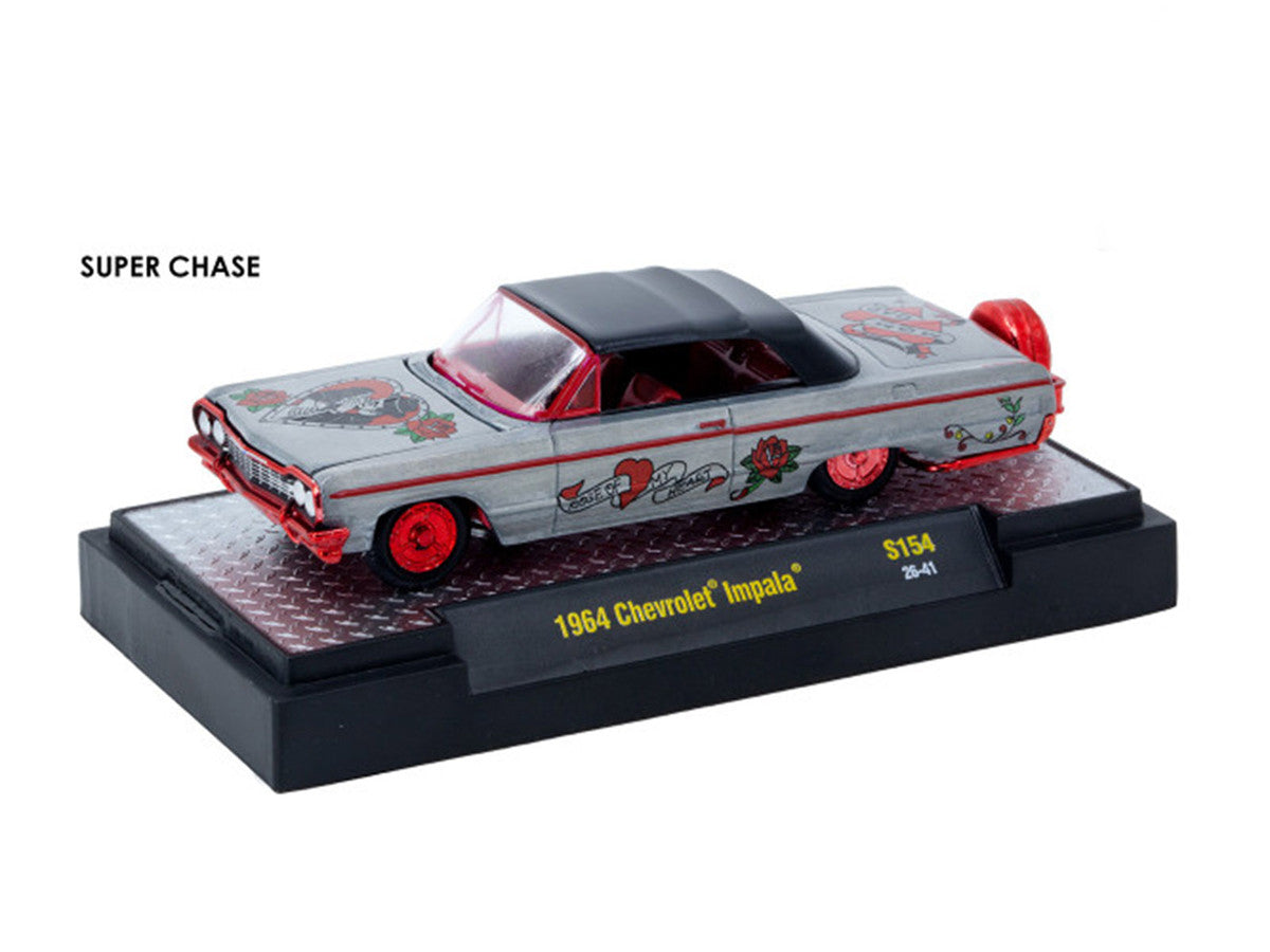 "Auto-Thentics" 6 piece Set Release S154 IN DISPLAY CASES Limited Edition 1/64 Diecast Model Cars by M2 Machines M2