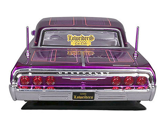 1964 Chevrolet Impala SS Lowrider Candy Purple with Graphics and White Interior "Lowriders" "Maisto Design" Series 1/26 Diecast Model Car by Maisto Maisto