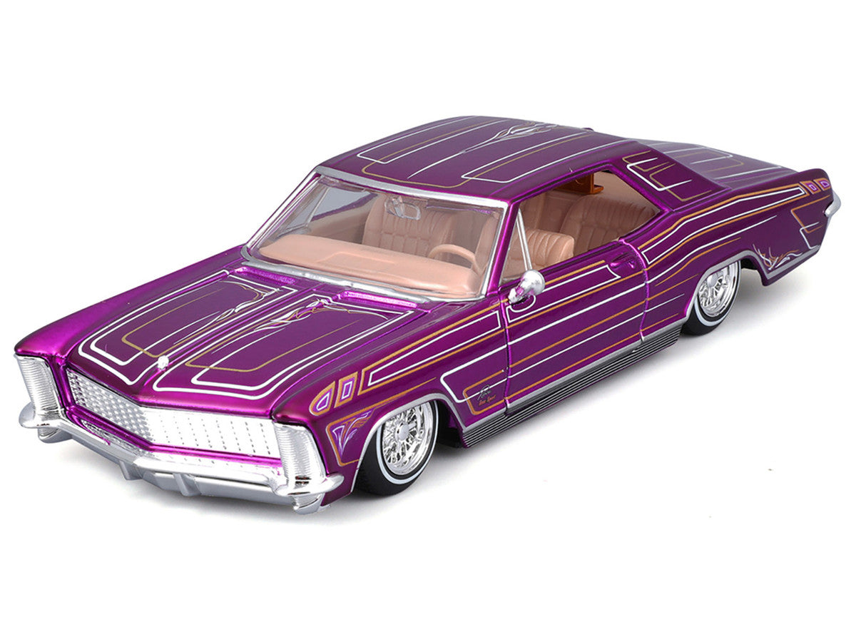 1965 Buick Riviera Lowrider Purple Metallic with Graphics "Lowriders" Series 1/26 Diecast Model Car by Maisto Maisto