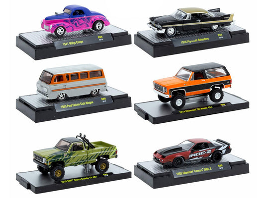 "Auto Meets" Set of 6 Cars IN DISPLAY CASES Release 89 Limited Edition 1/64 Diecast Model Cars by M2 Machines-0