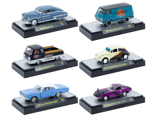"Auto Meets" Set of 6 Cars IN DISPLAY CASES Release 92 Limited Edition 1/64 Diecast Model Cars by M2 Machines-0