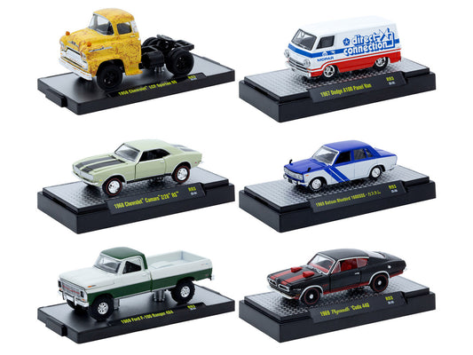 "Auto Meets" Set of 6 Cars IN DISPLAY CASES Release 93 Limited Edition 1/64 Diecast Model Cars by M2 Machines-0