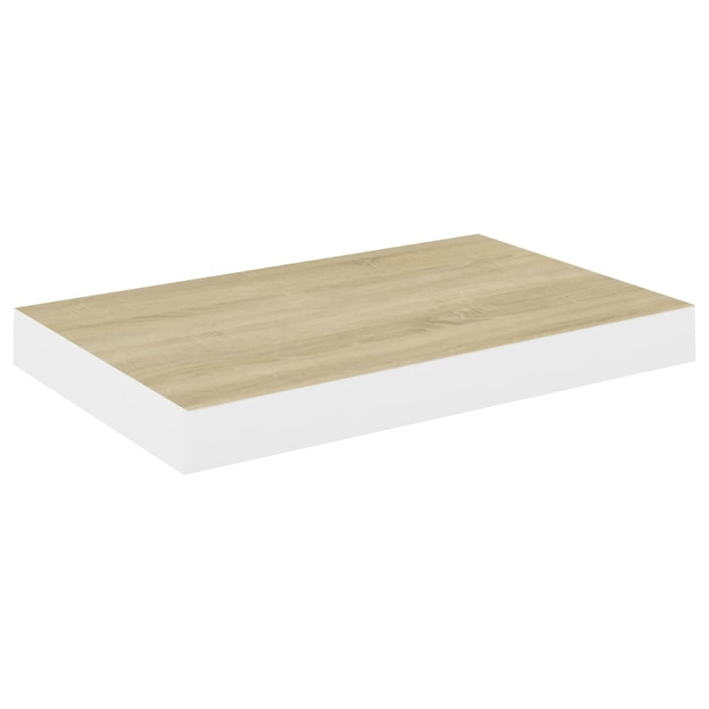 Floating Wall Shelves 2 pcs Oak and White 15.7"x9.1"x1.5" MDF W2B
