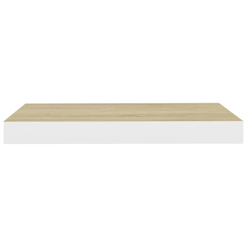 Floating Wall Shelves 2 pcs Oak and White 15.7"x9.1"x1.5" MDF W2B