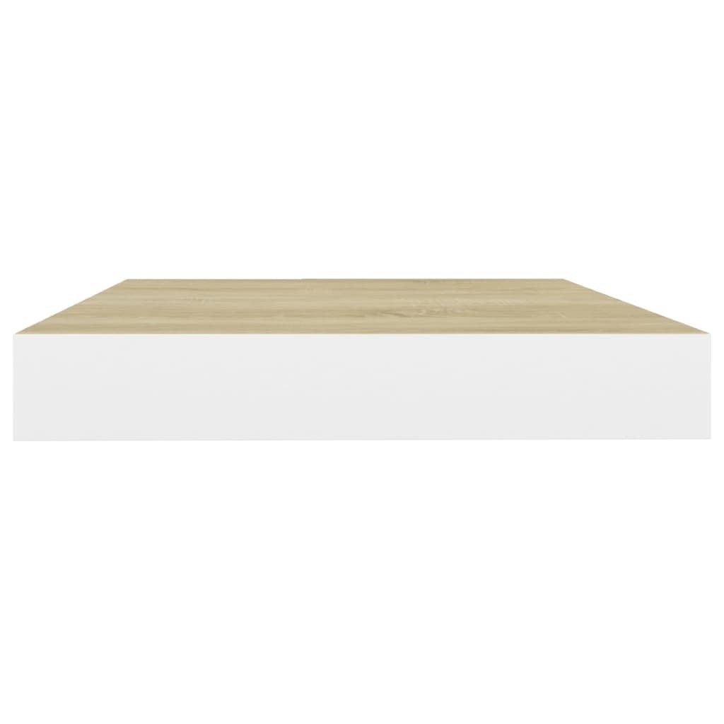 Floating Wall Shelves 2 pcs Oak and White 15.7"x9.1"x1.5" MDF W2B