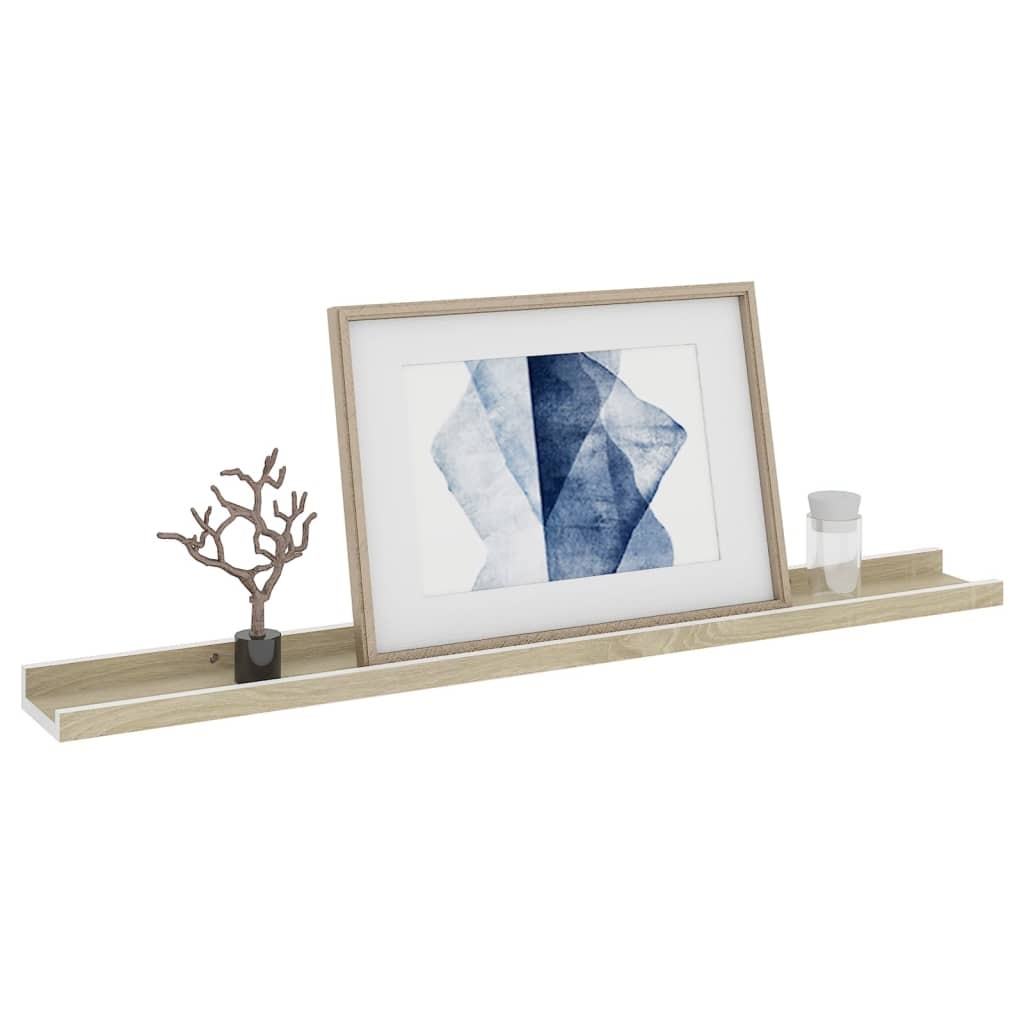 Wall Shelves 4 pcs White and Sonoma Oak 31.5"x3.5"x1.2" W2B