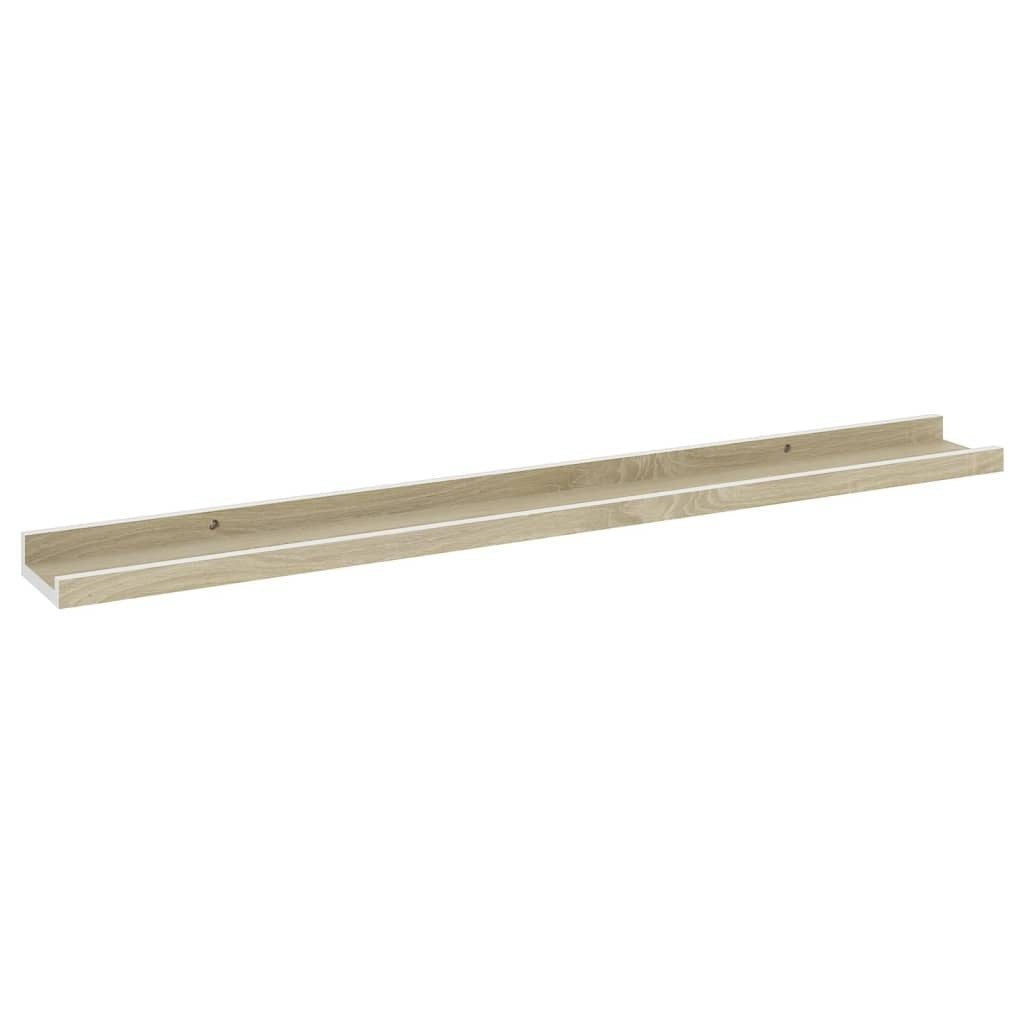 Wall Shelves 4 pcs White and Sonoma Oak 31.5"x3.5"x1.2" W2B