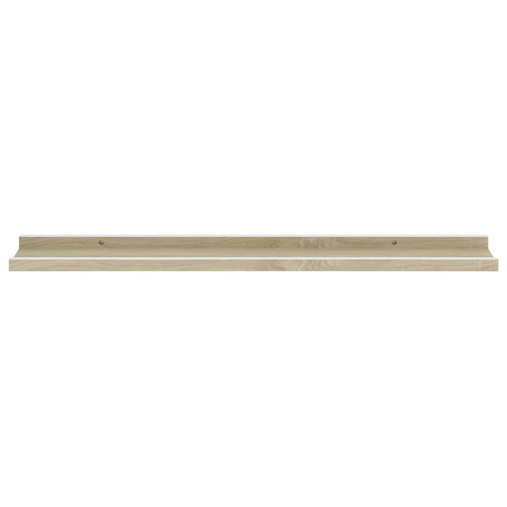 Wall Shelves 4 pcs White and Sonoma Oak 31.5"x3.5"x1.2" W2B