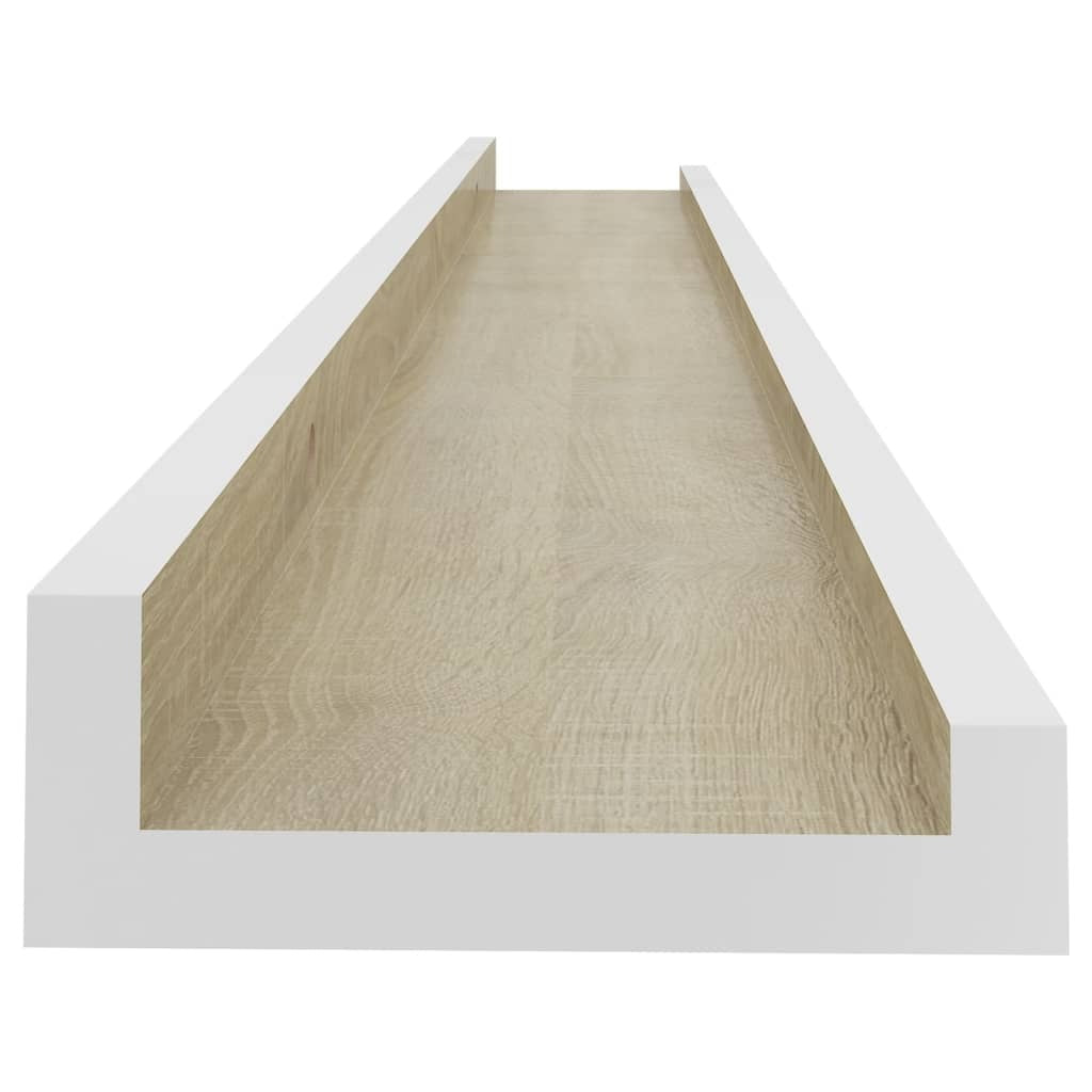 Wall Shelves 4 pcs White and Sonoma Oak 31.5"x3.5"x1.2" W2B