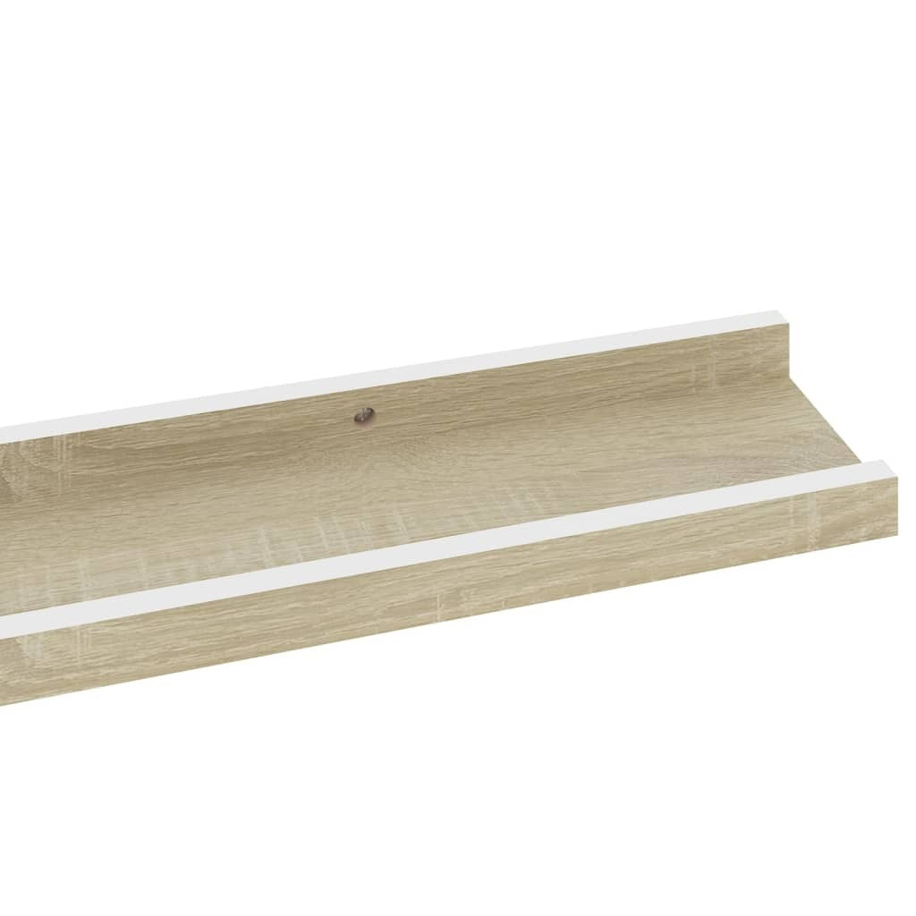 Wall Shelves 4 pcs White and Sonoma Oak 31.5"x3.5"x1.2" W2B