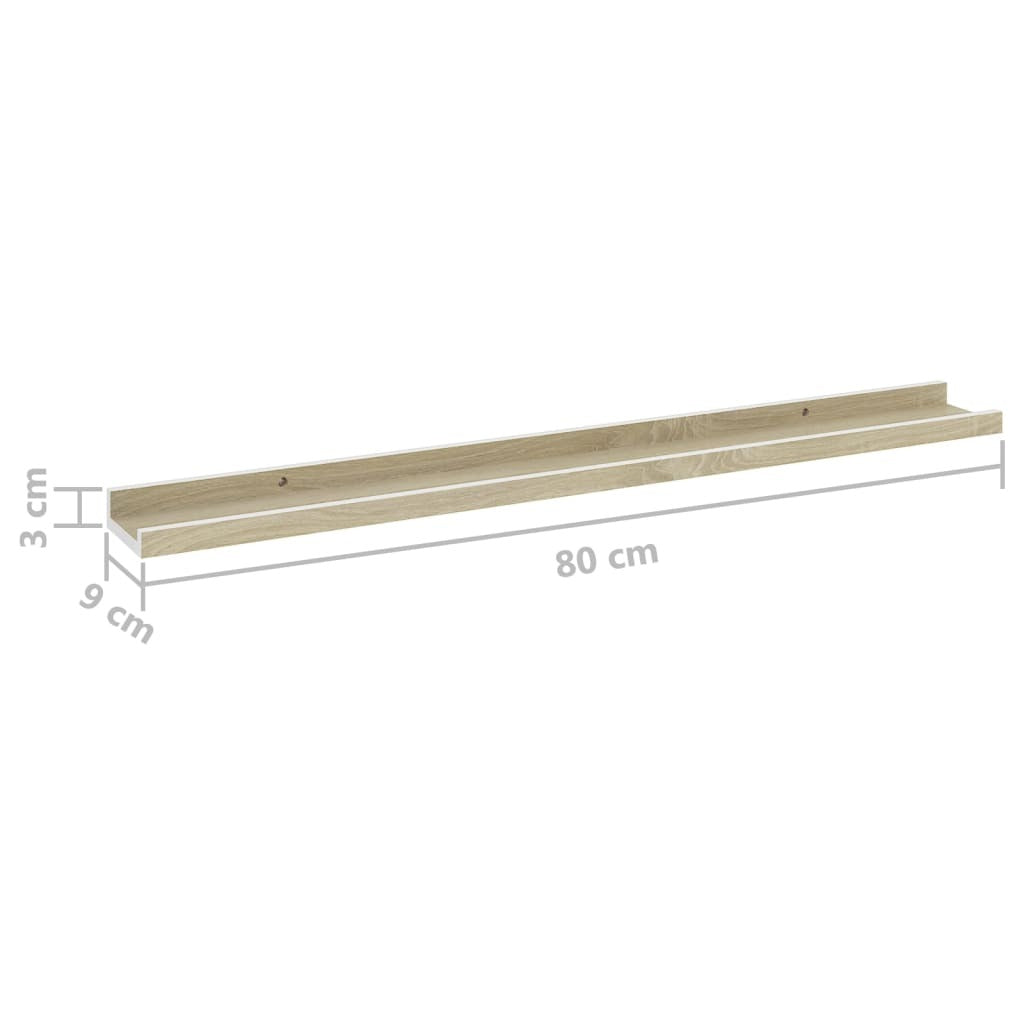 Wall Shelves 4 pcs White and Sonoma Oak 31.5"x3.5"x1.2" W2B