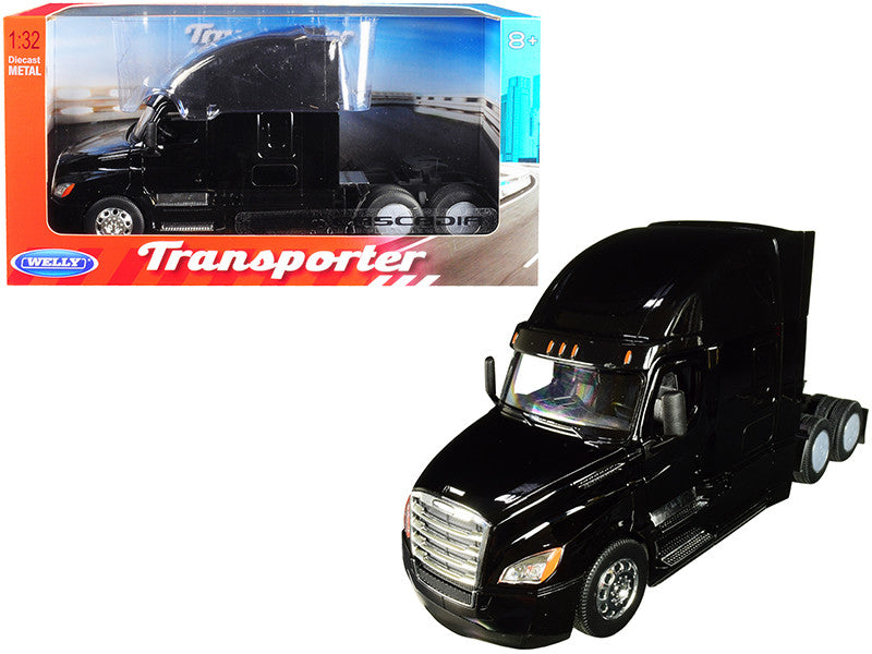 Freightliner Cascadia Truck Black "Transporter" 1/32 Diecast Model by Welly Welly
