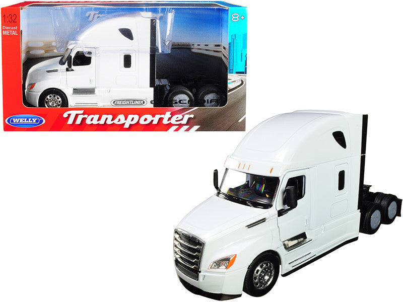 Freightliner Cascadia Truck White "Transporter" 1/32 Diecast Model by Welly Welly