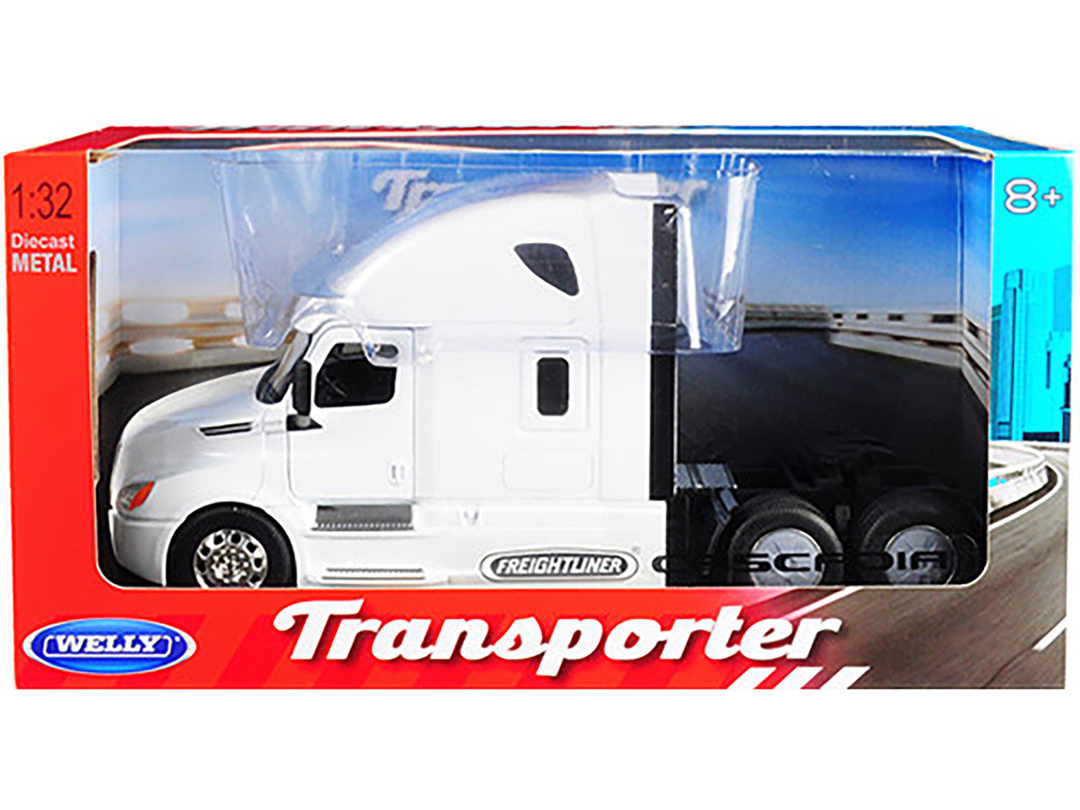 Freightliner Cascadia Truck White "Transporter" 1/32 Diecast Model by Welly Welly