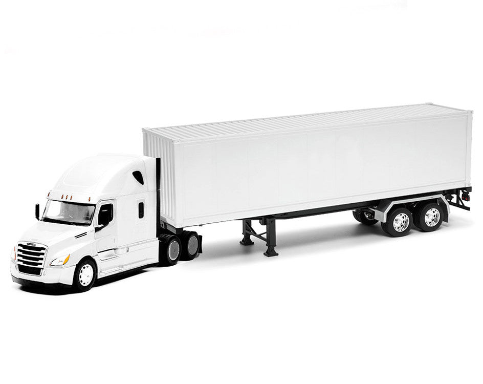 Freightliner Cascadia Truck White with White Container "Transporter" Series 1/32 Diecast Model by Welly Welly