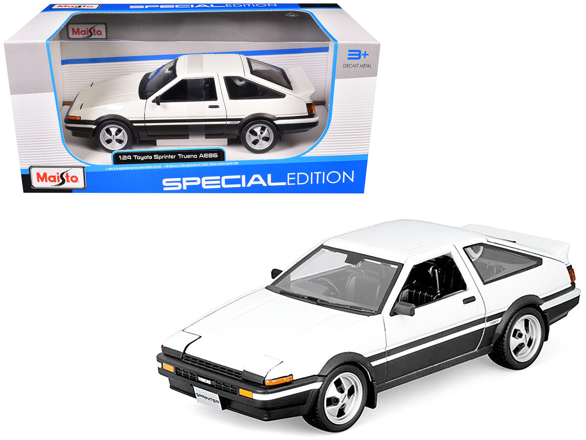 Toyota Sprinter Trueno AE86 RHD (Right Hand Drive) White with Black Stripes "Special Edition" Series 1/24 Diecast Model Car by Maisto-2