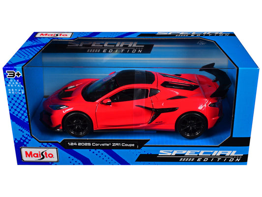 2025 Chevrolet Corvette ZR1 Coupe Red with Carbon Top "Special Edition" Series 1/24 Diecast Model Car by Maisto Maisto