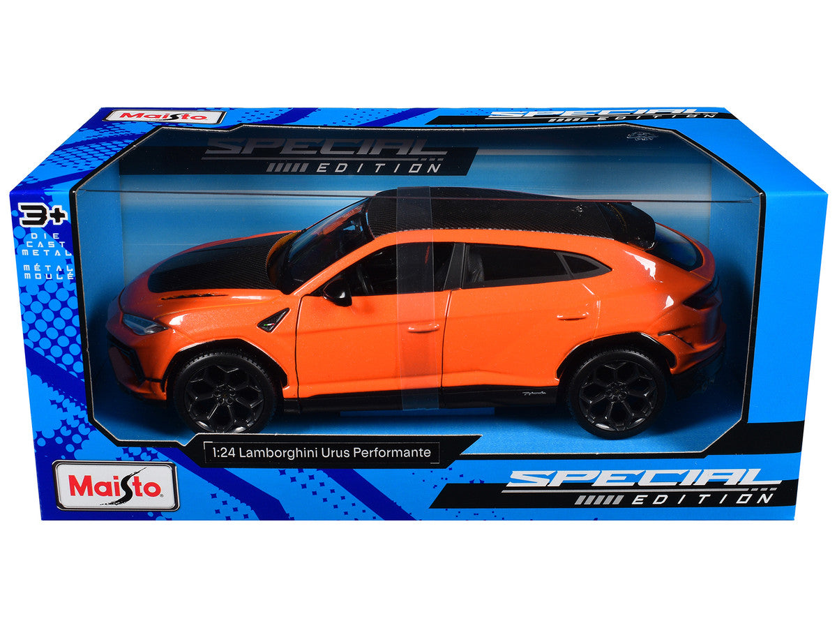 Lamborghini Urus Performante Orange Metallic with Carbon Hood and Top "Special Edition" Series 1/24 Diecast Model Car by Maisto Maisto