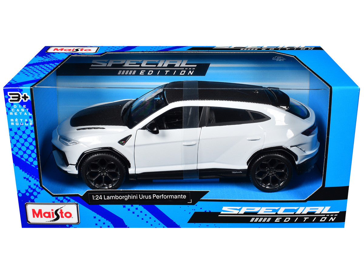 Lamborghini Urus Performante White Metallic with Carbon Hood and Top "Special Edition" Series 1/24 Diecast Model Car by Maisto Maisto