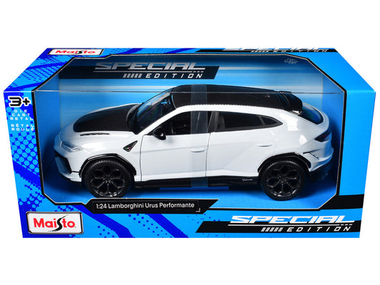 Lamborghini Urus Performante White Metallic with Carbon Hood and Top "Special Edition" Series 1/24 Diecast Model Car by Maisto Maisto
