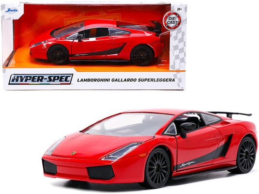 Lamborghini Gallardo Superleggera Red with Black Stripes "Hyper-Spec" Series 1/24 Diecast Model Car by Jada Jada