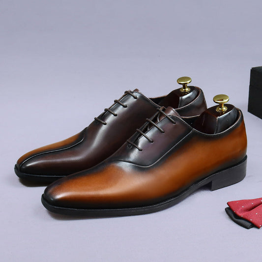 Mens Formal Leather Dress Shoes In British Style With A Color-block Design Best YouTube Store