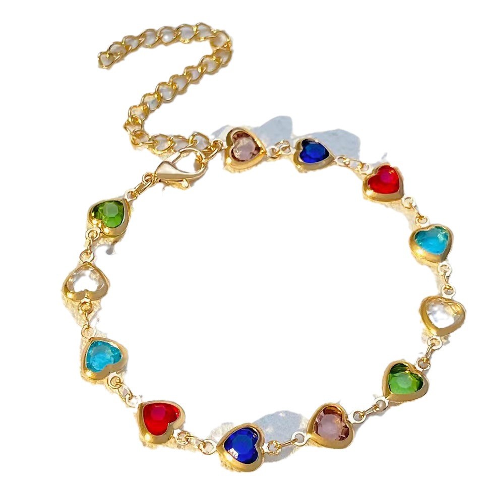 Dopamine Jewelry All-Match Colorful Heart-Shaped Bracelet For Women Best YouTube Store